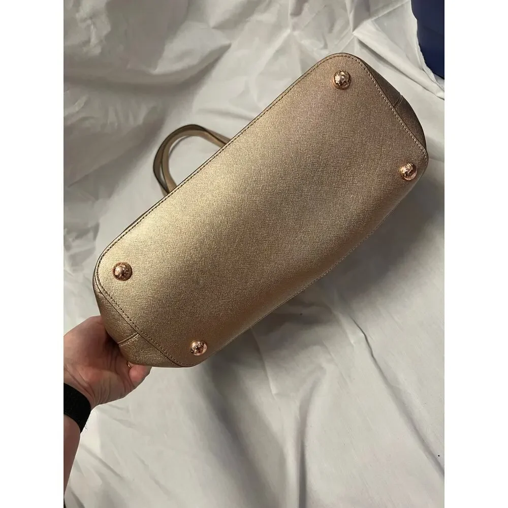 Michael Kors Metallic Gold Leather Jet Set Pocket Tote Bag GS